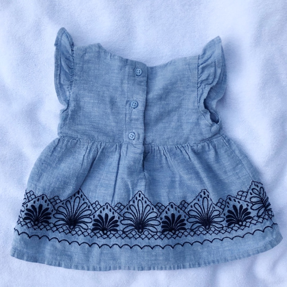 Janie and Jack Linen Blue Shirt and Short Set 0-3 - Picture 3 of 6